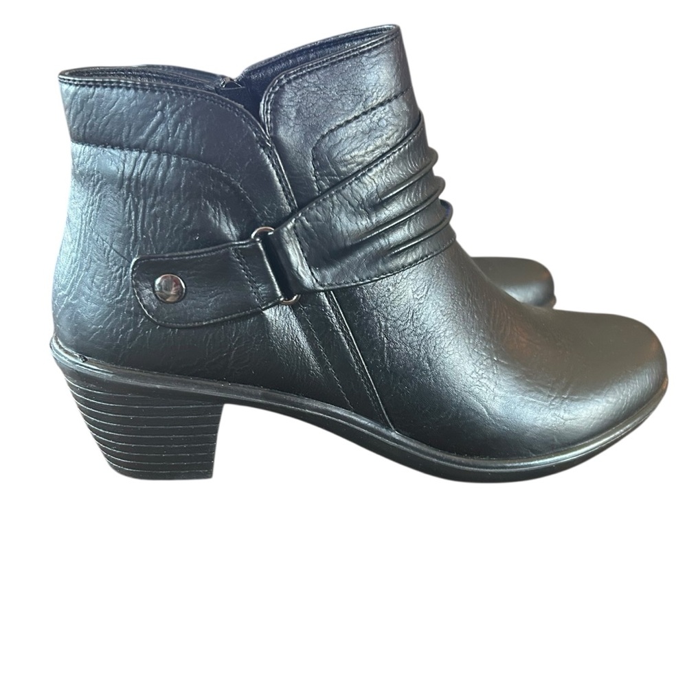Easy Street Black Damita Ankle Bootie Ruched Strap Easy Motion Comfort NEW 8.5
